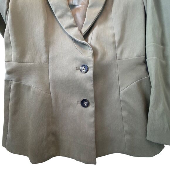 Olive Green Womens Blazer Jacket Double-Button Front Made In Portugal Size 4 - Picture 4 of 7